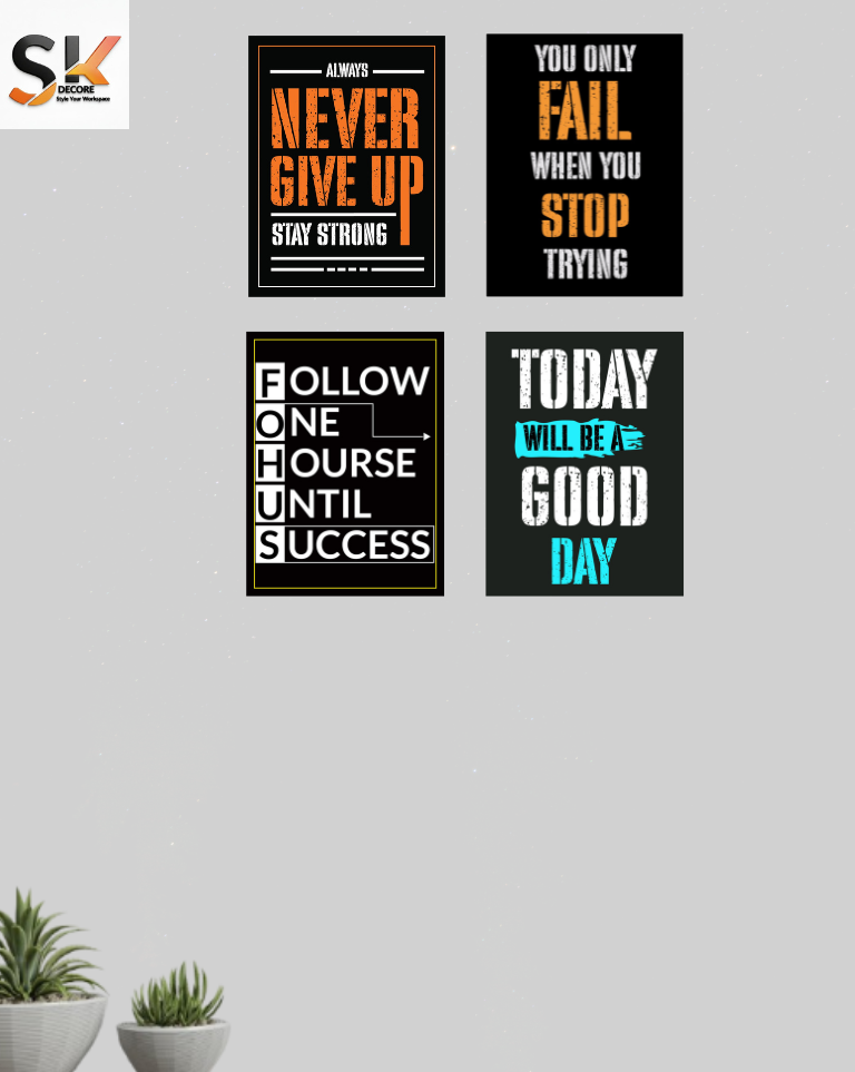 Set of 4 Motivational Wooden Wall Frames | SK Decor