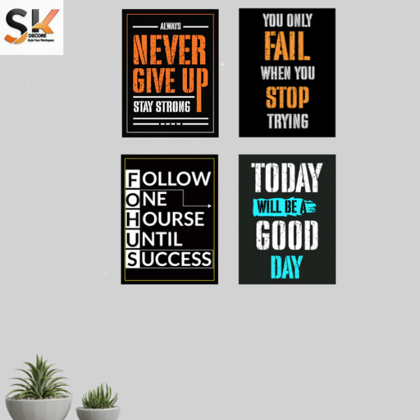Set of 4 Motivational Wooden Wall Frames | SK Decor