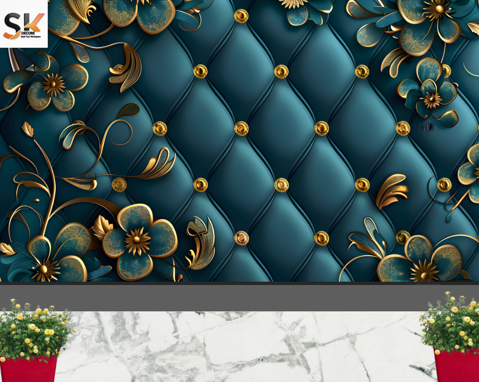 3D Luxury Floral Tufted Wallpaper –[ 10x10 ft] Contact us for sizing help!
